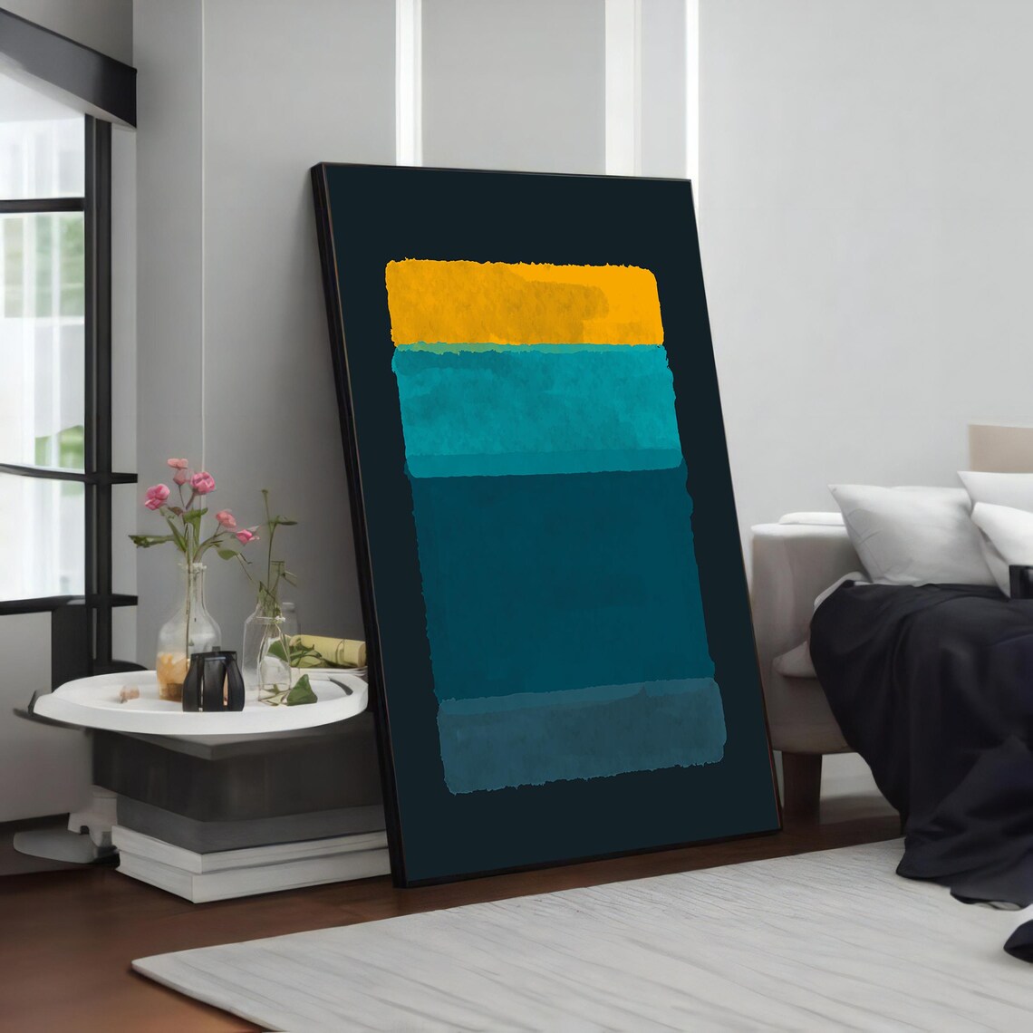 Rothko Style Gold Teal Blue Color Field Modern Abstract Poster - Image 4