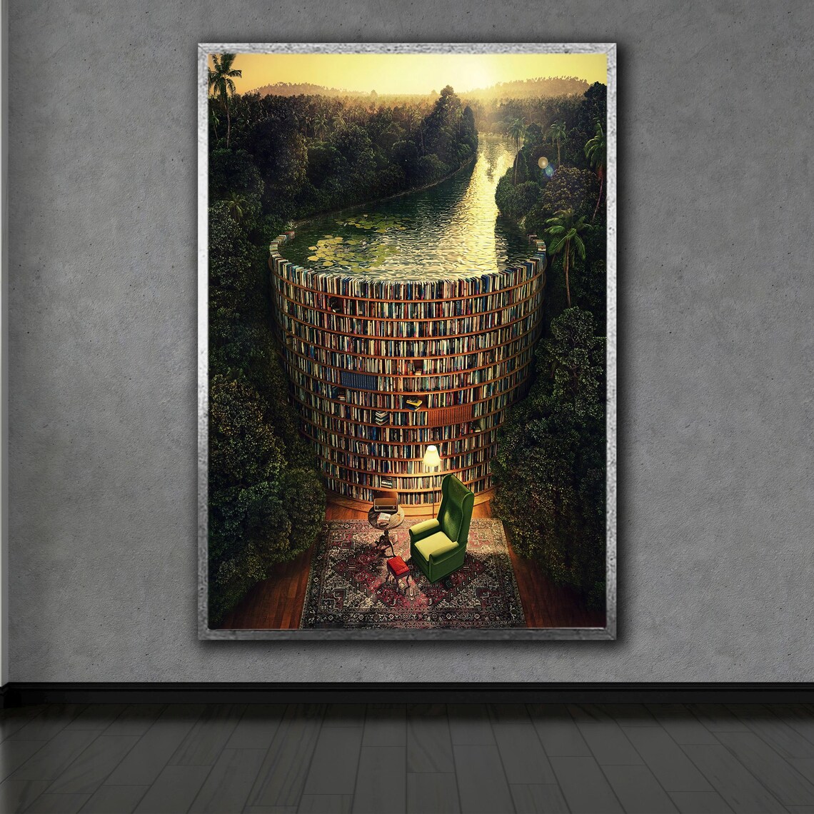 Surreal Library Art Print, Books Decor Masterpiece - Image 2
