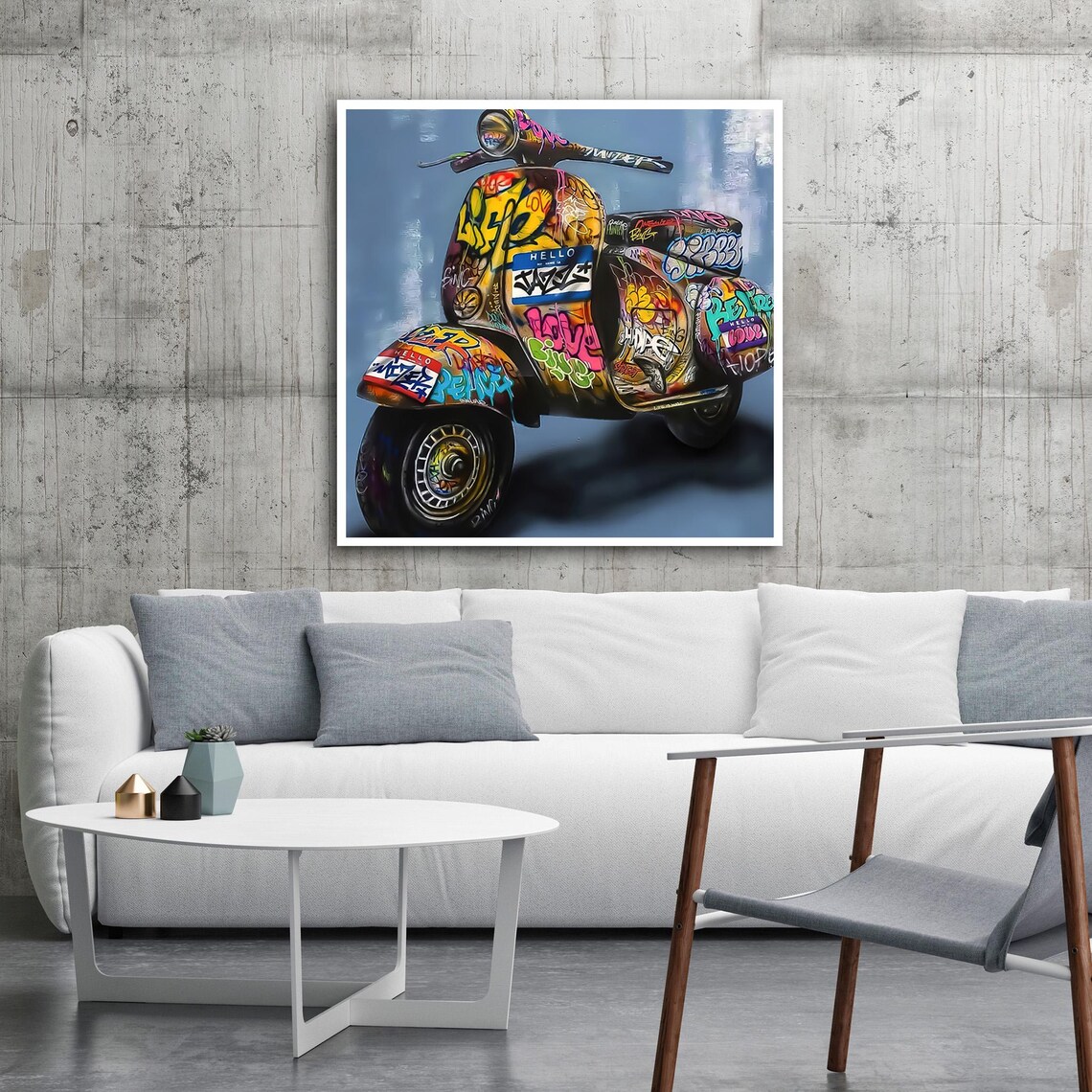 Graffiti Covered Scooter Colorful Street Art Urban Pop Culture Poster - Image 2