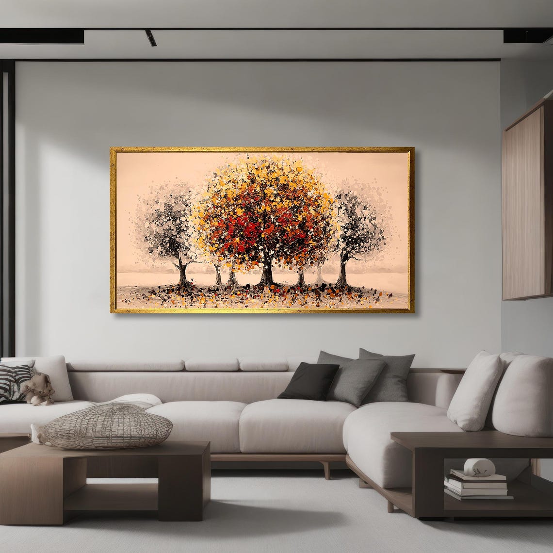 Autumn Trees Falling Leaves Colorful Impressionist Grove Art Poster - Image 3