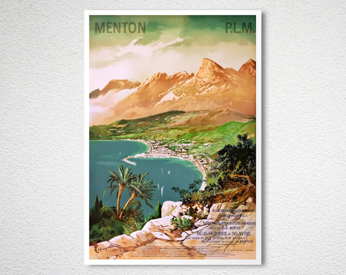 Menton France Vintage Travel Poster, Travel Poster - Image 2