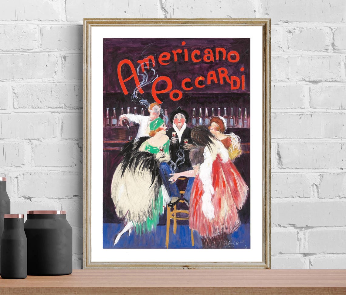 Americano Poccardi Vintage Italian Aperitif Bar Flapper Poster - Image 2