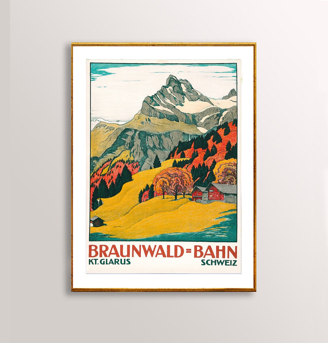 Braunwald Bahn Glarus Switzerland Autumn Alpine Travel Poster - Image 3