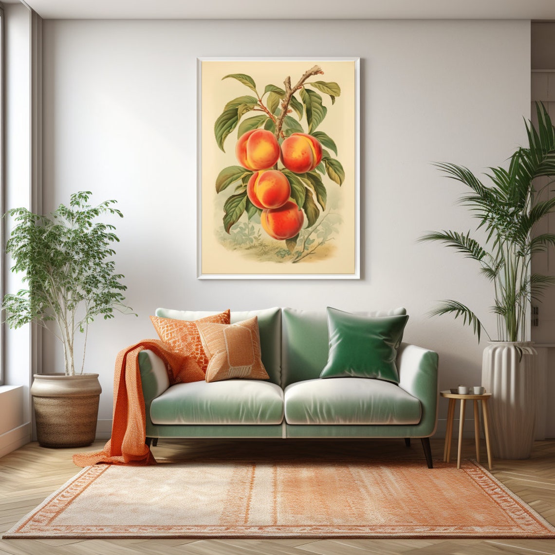Vintage Peaches Lithograph, Retro Kitchen Art Print - Image 5