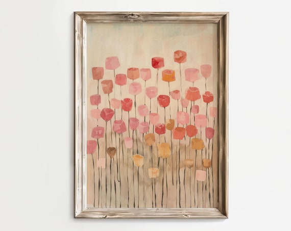 Midcentury Vintage Abstract Flowers Art Print
