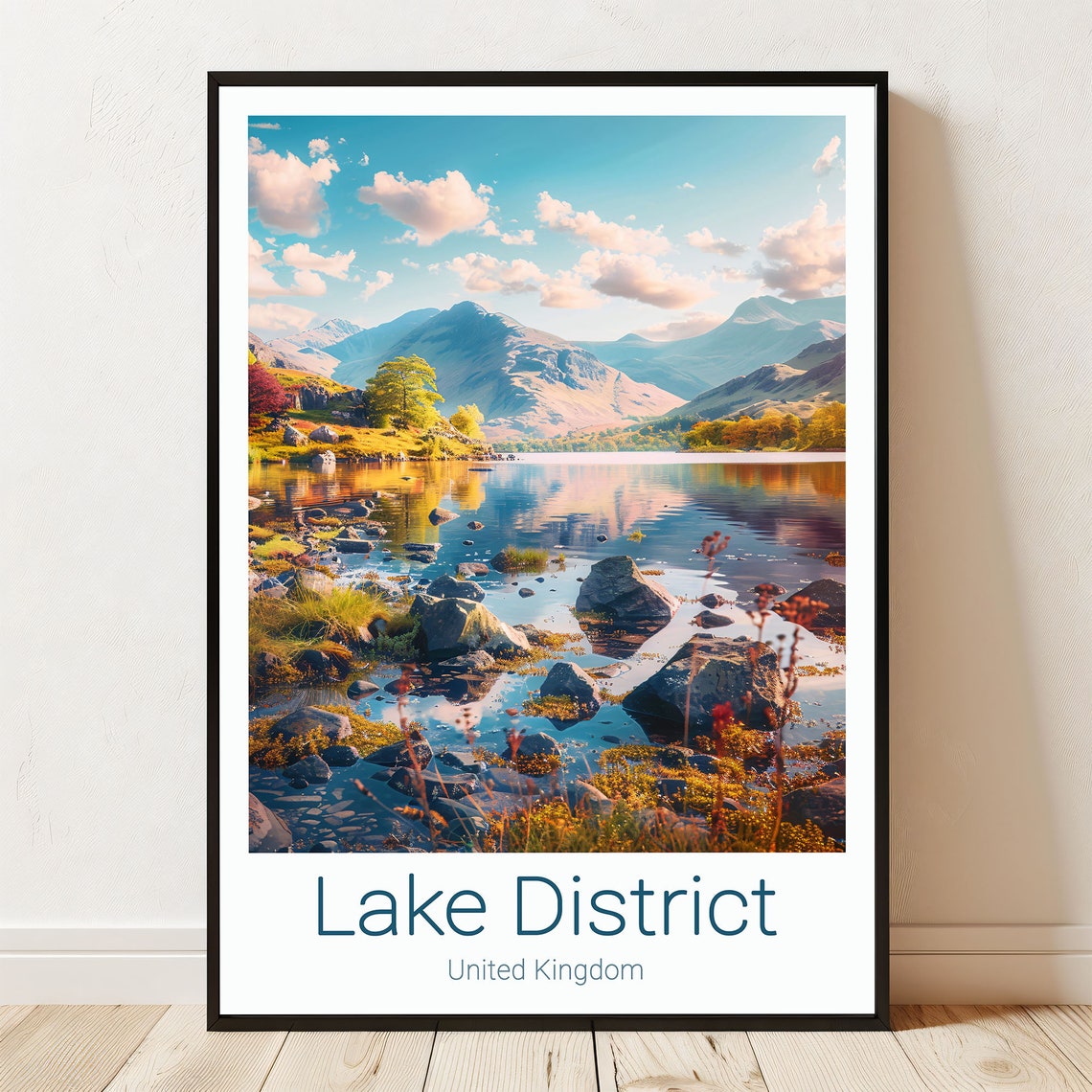 Lake District United Kingdom Tranquil Lake Mountain Travel Poster