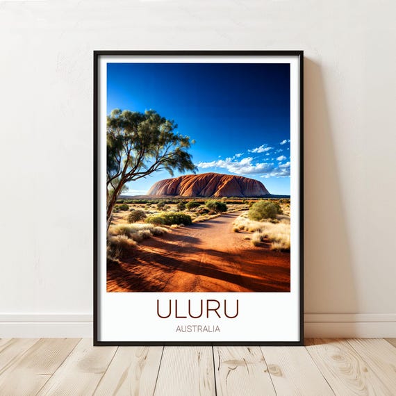 Uluru Travel Poster Print Iconic Australian Outback Landmark For Scenic Home And Office Dcor