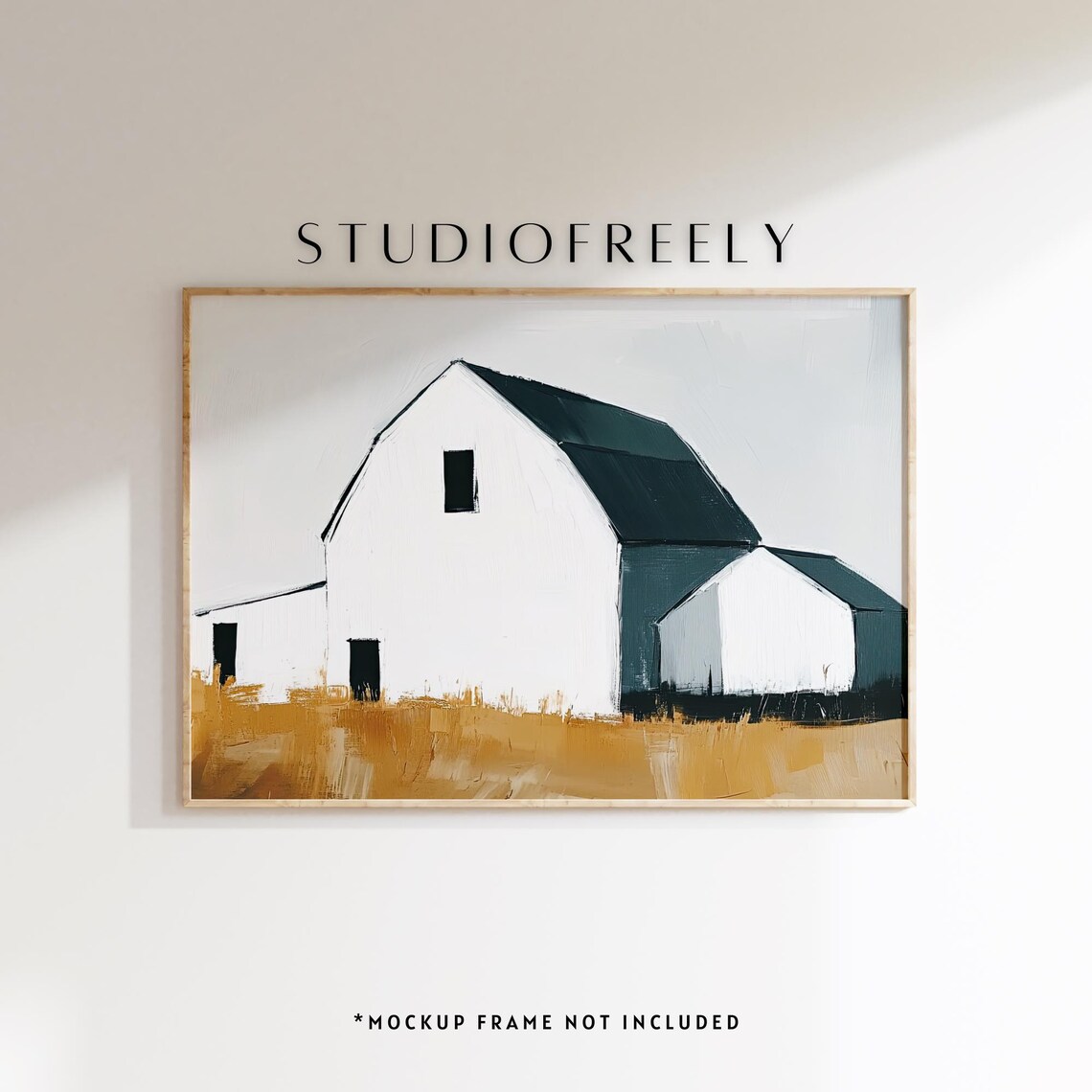 Modern Farmhouse Barn Painting, Minimalist Country Art