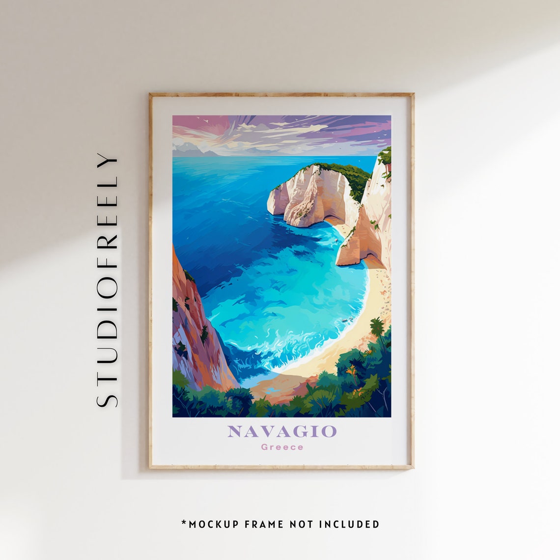 Navagio Beach Greece Print Retro Pop Art Illustration