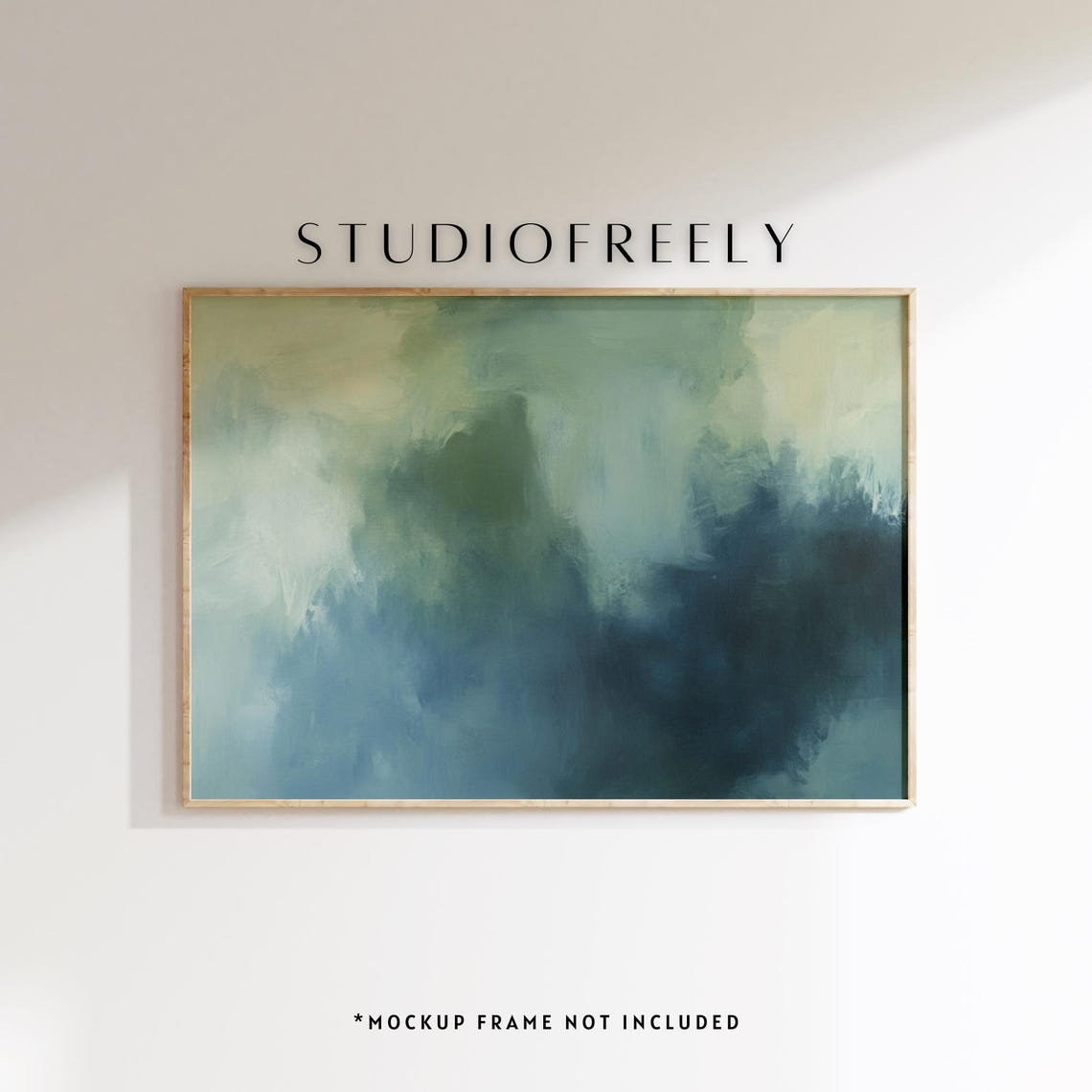 Abstract Wall Art Print Deep Blues Soft Greens Modern Coastal Decor