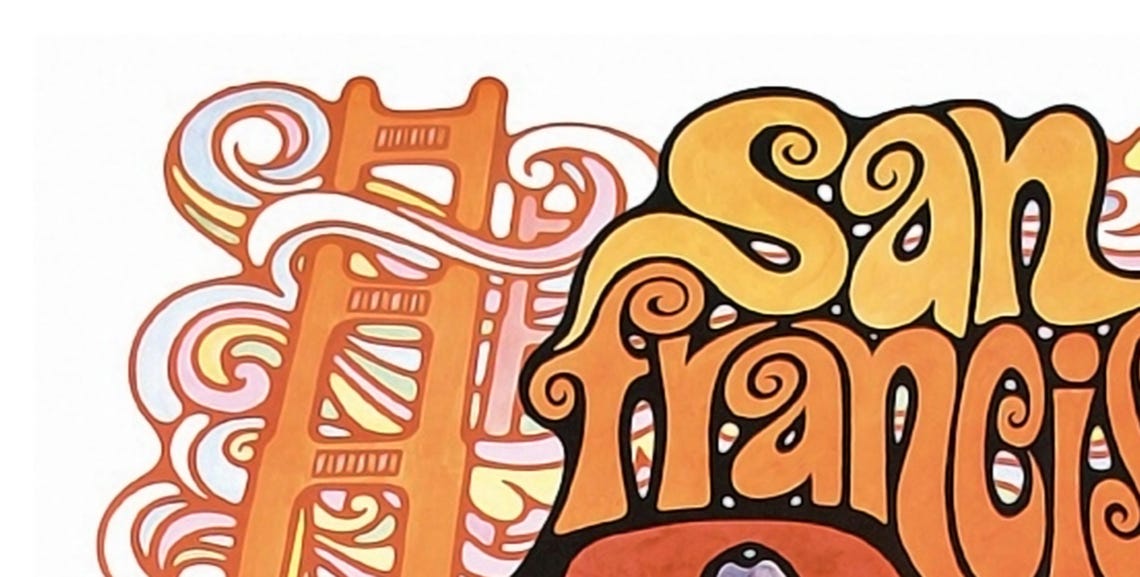San Francisco Cable Car Psychedelic Golden Gate Bubble Poster - Image 2