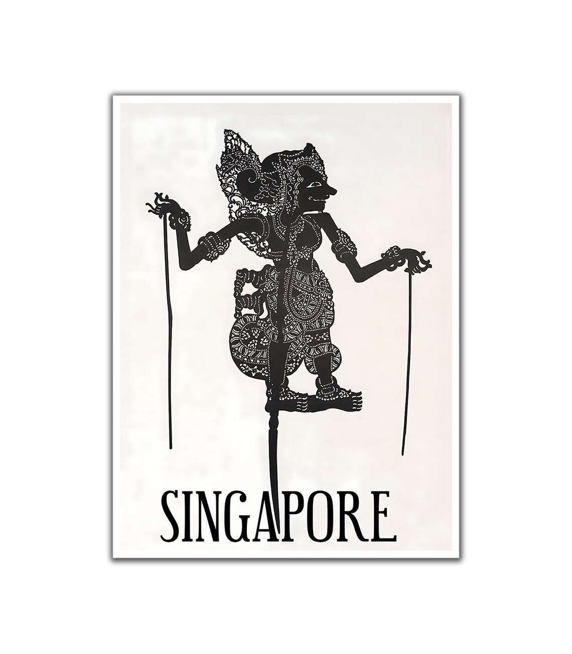Singapore Shadow Puppet Wayang Kulit Vintage Travel Poster Art