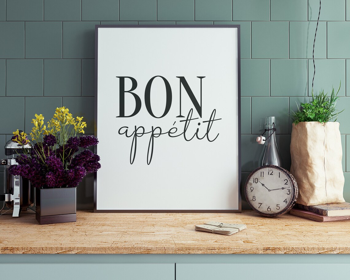 Bon Appetit Kitchen Funny Typography Art Print