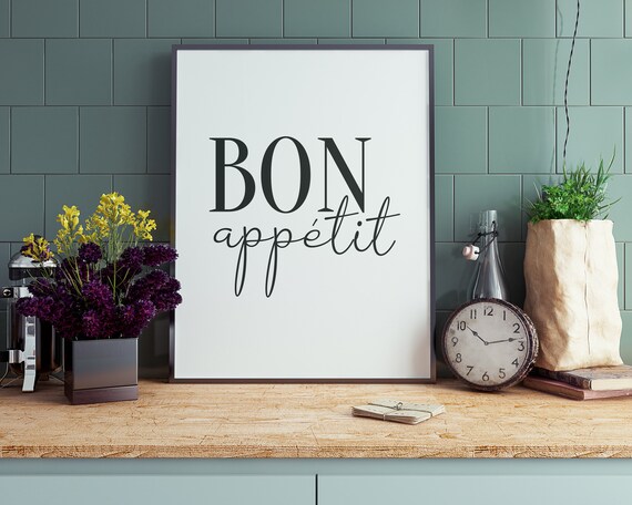 Bon Appetit Kitchen Funny Typography Art Print