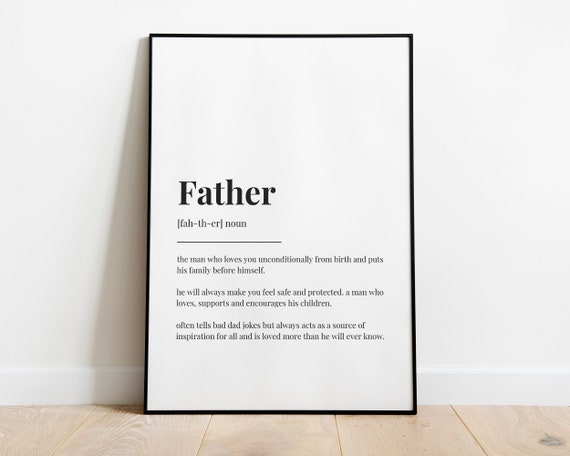Father Definition Quote Art Print, For Him Decor