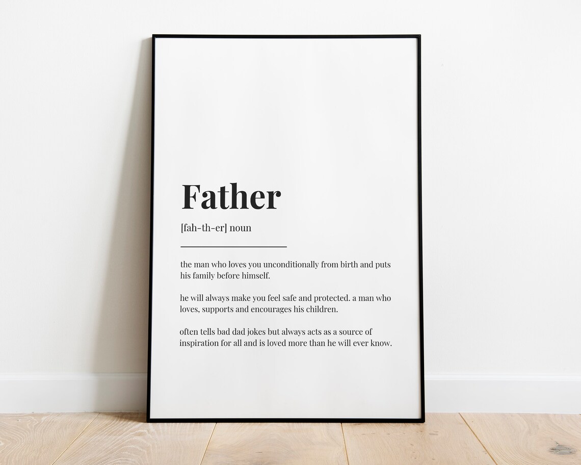 Father Definition Quote Art Print, For Him Decor