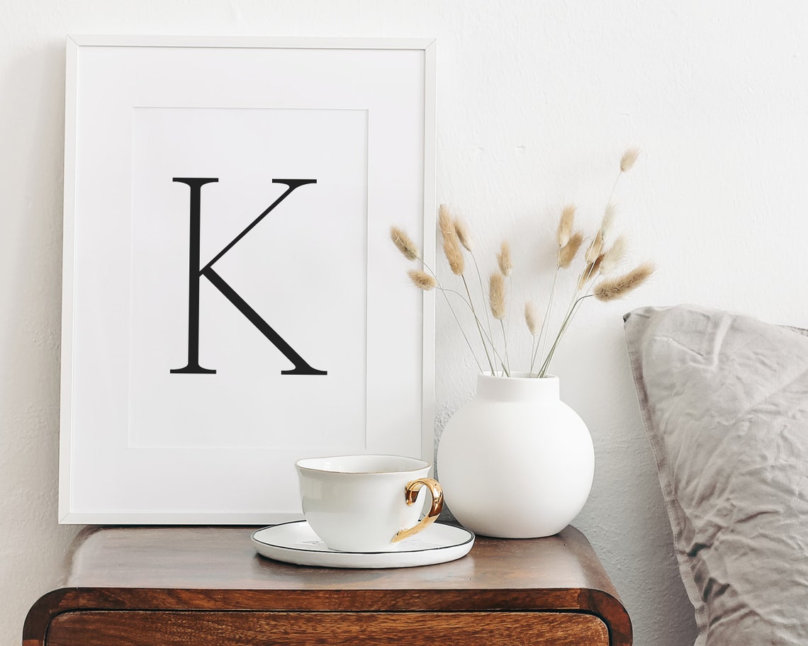 Elegant Letter K Serif Initial Monogram Minimalist Decor Poster