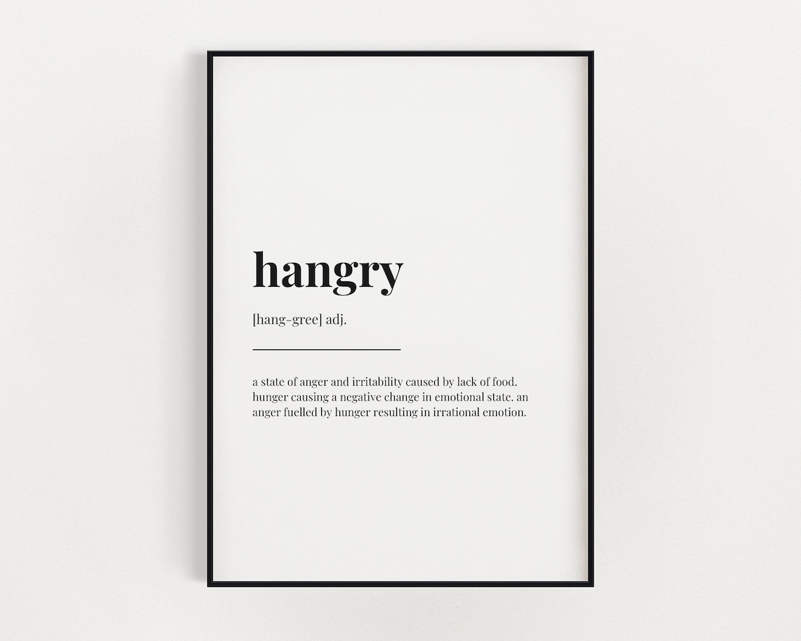 Hangry Calories Snaccident Definition Prints, Kitchen Decor