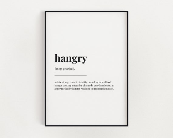 Hangry Calories Snaccident Definition Prints, Kitchen Decor