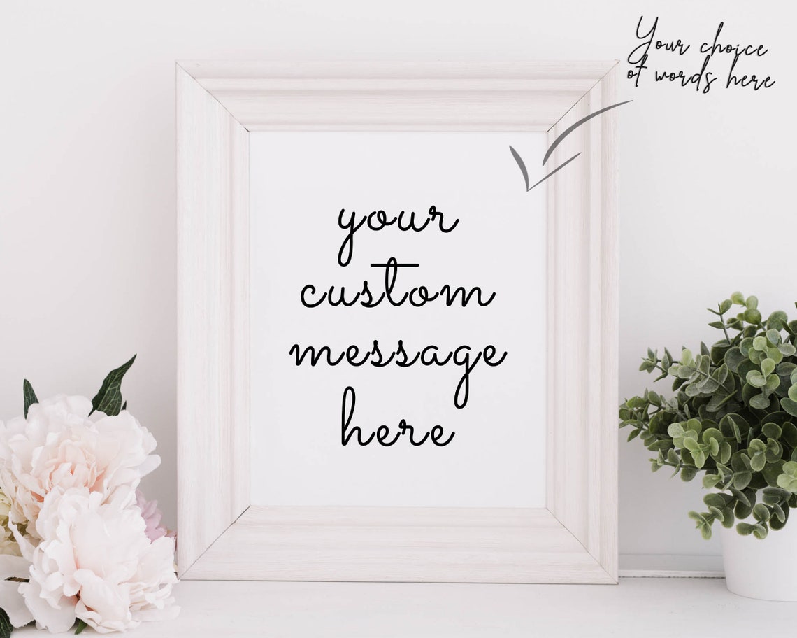 Personalized Custom Message Elegant Script Typography Wall Art
