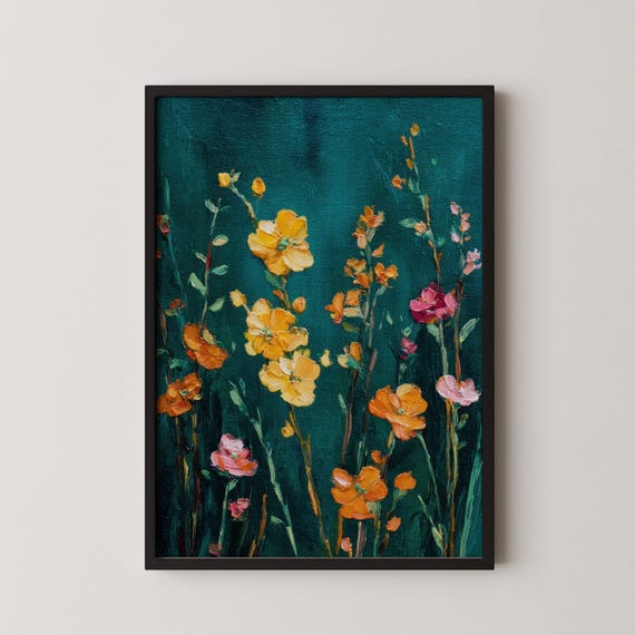 Dark Moody Botanical Floral Art Print