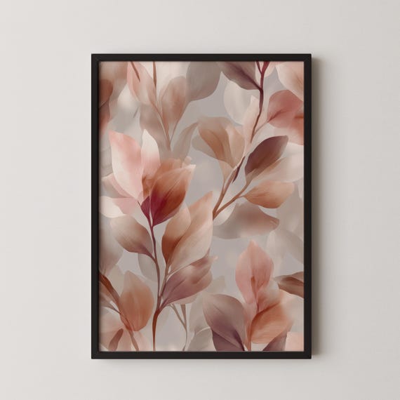 Neutral Abstract Floral Print Beige Botanical Wall Art