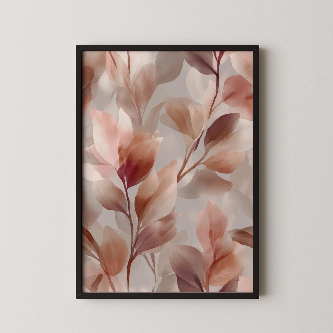 Neutral Abstract Floral Print Beige Botanical Wall Art