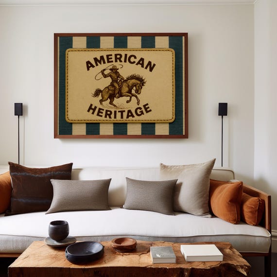 Cowboy Wall Art Print Vintage Western Americana Big Five Sizes