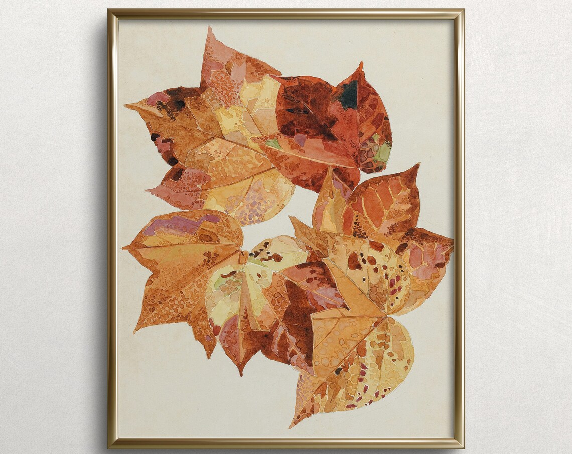 Bright Autumn Leaves, Vintage Autumn Poster Print