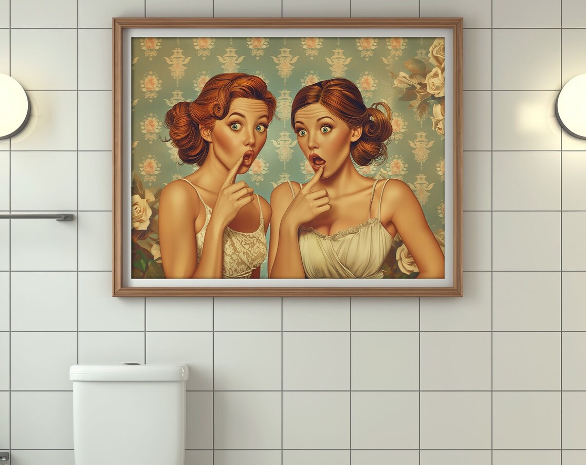 Ladies Who Whisper Retro Gossip Girls Vintage Illustration Poster - Image 3