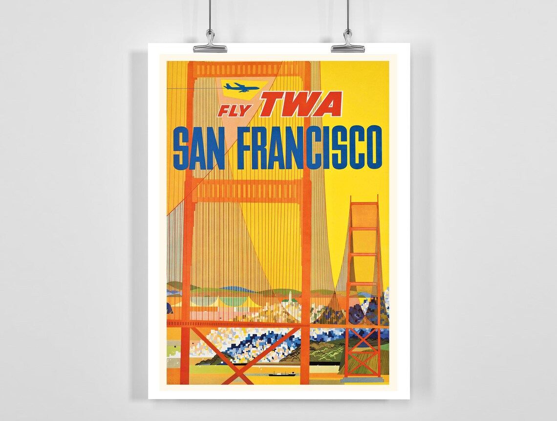 San Francisco Vintage Travel Poster, Cityscape Art Print