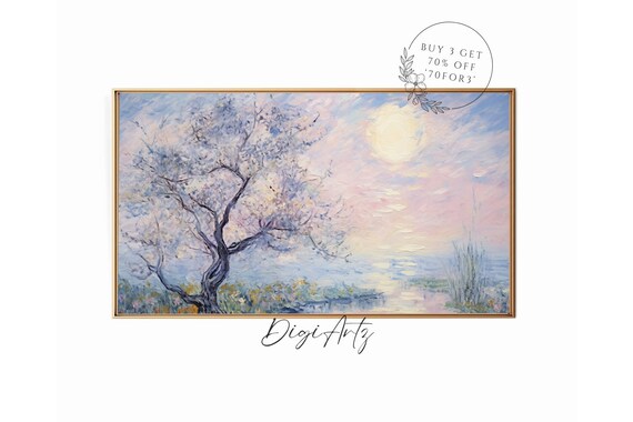 Blossoming Tree Sunrise Impressionist Landscape Oil Painting Poster
