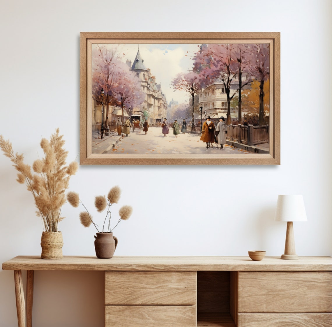 Parisian Boulevard Strollers Blossom Trees Vintage Street Poster - Image 3