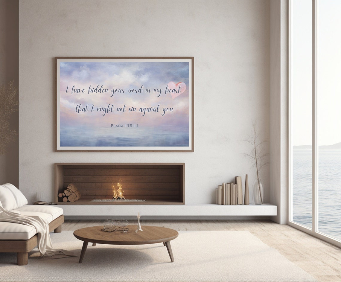 Psalm 119 Hidden Word In My Heart Pastel Sky Scripture Poster - Image 3