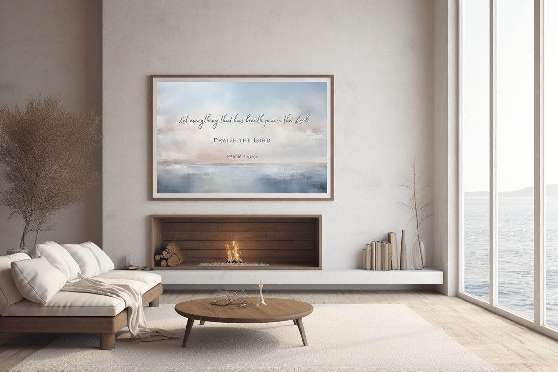 Psalm 150 6 Praise The Lord Seascape Watercolor Scripture Poster - Image 2