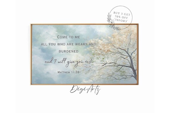 Matthew 11 Come To Me I Will Give You Rest Blossom Tree Poster