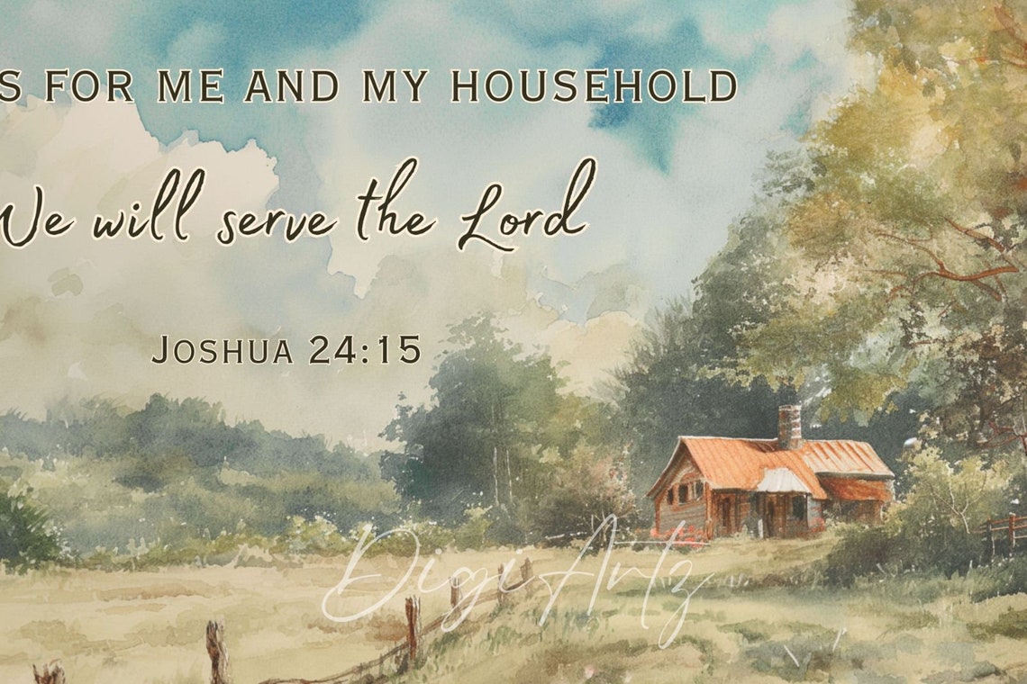 We Will Serve The Lord Joshua 24 15 Farm Watercolor Scripture Poster - Image 5
