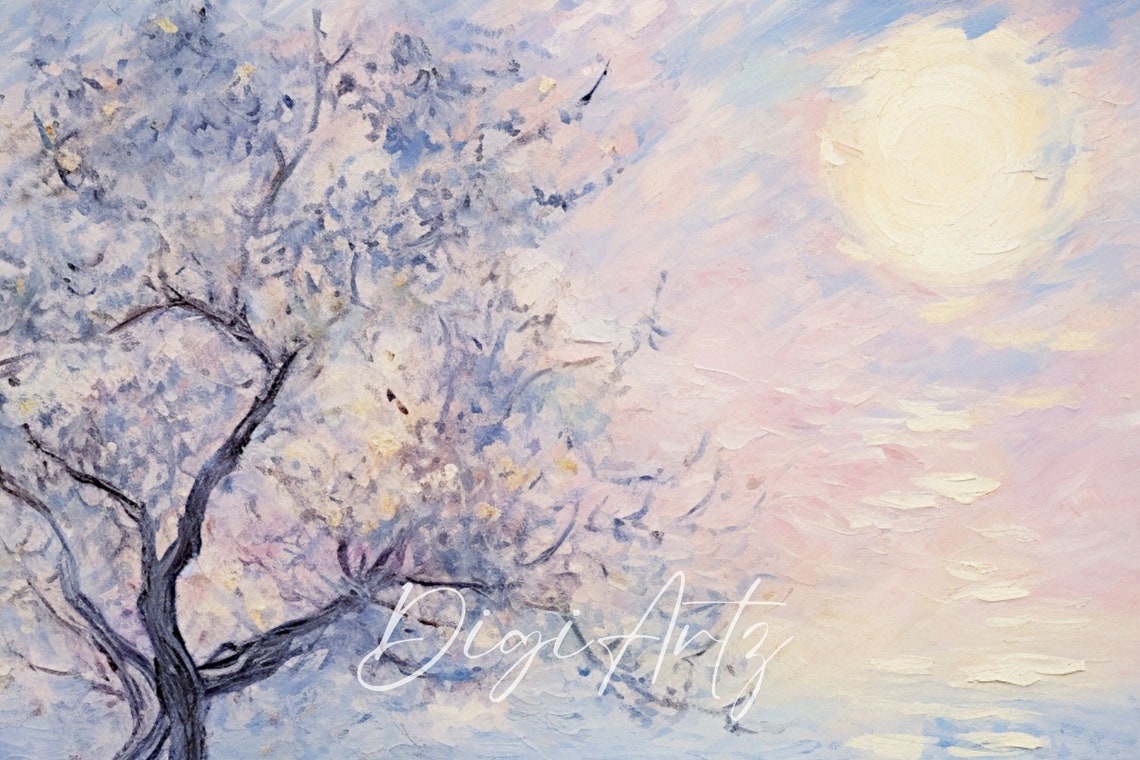 Blossoming Tree Sunrise Impressionist Landscape Oil Painting Poster - Image 5