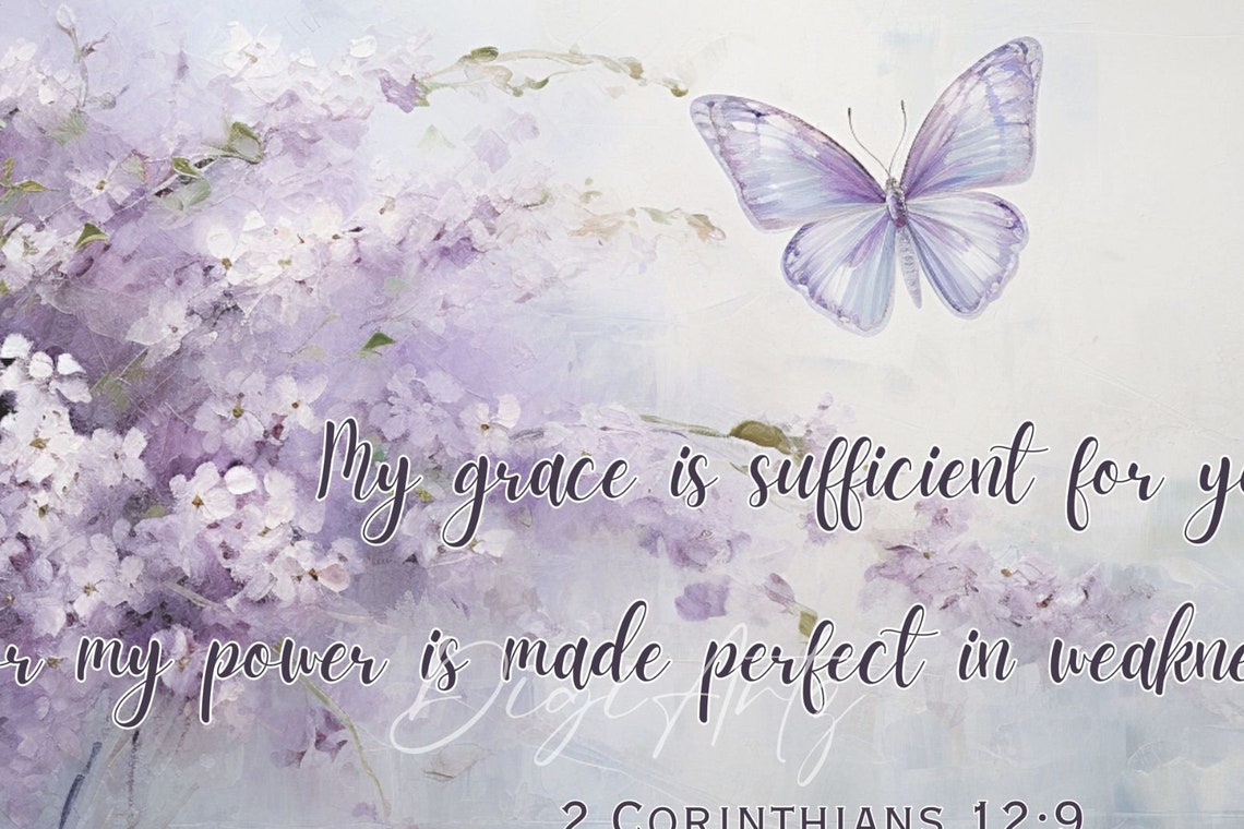 My Grace Is Sufficient 2 Corinthians Butterfly Lilac Flower Poster - Image 6