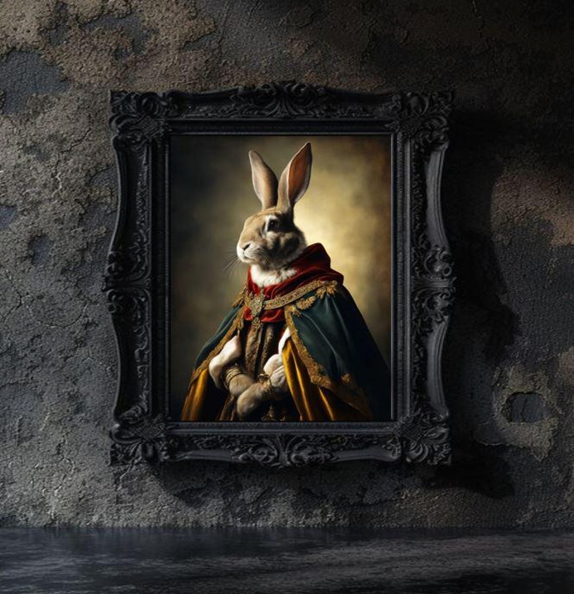 King Rabbit In Royal Robes Renaissance Portrait Animal Print