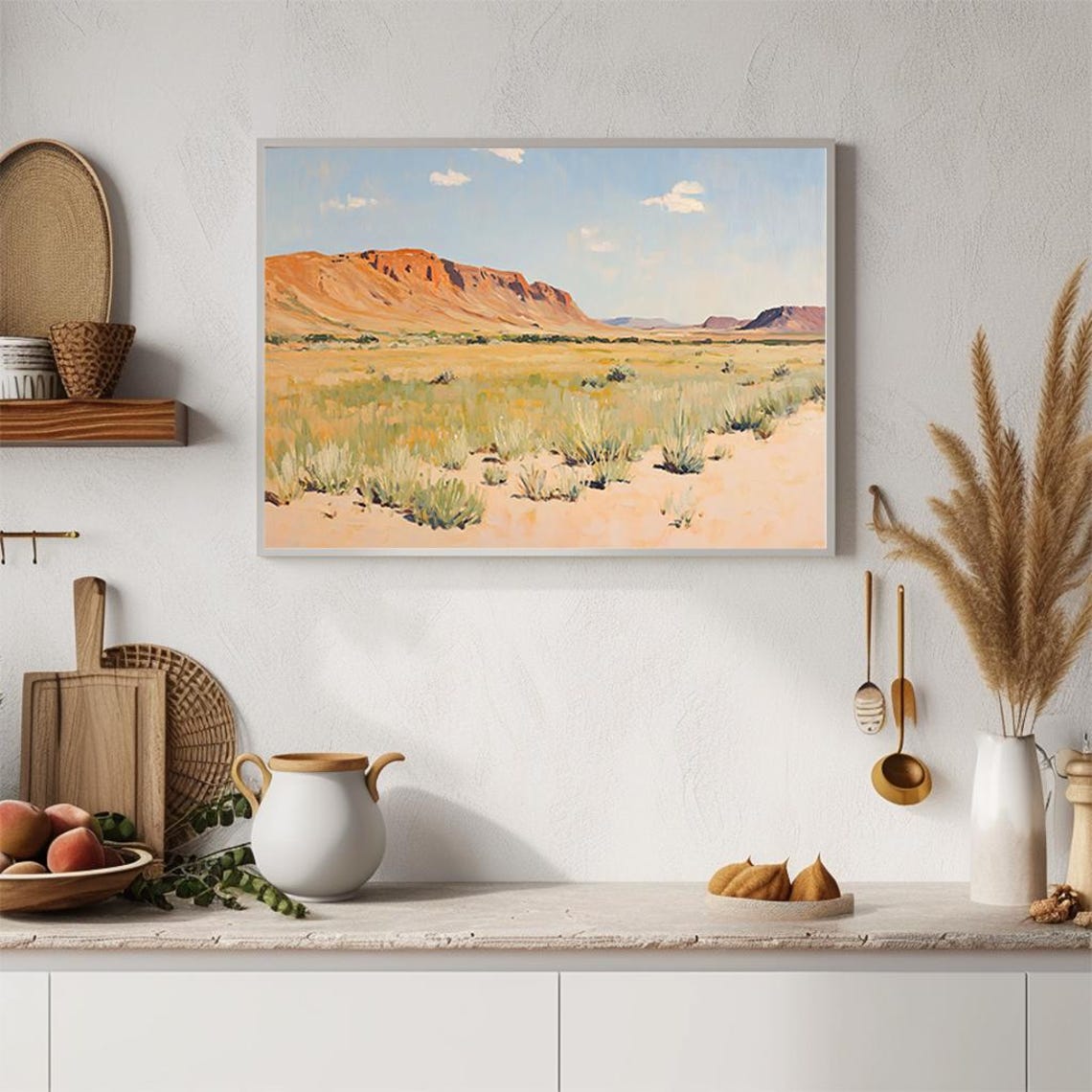 Southwest Desert Red Rock Mesa Golden Plains Painting Poster - Image 2