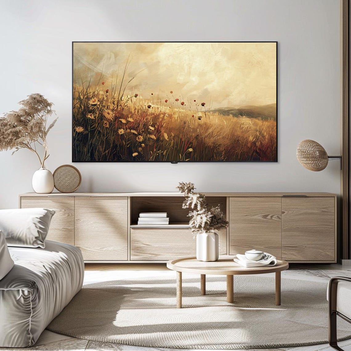 Golden Wildflower Meadow Sunset Tall Grass Warm Light Poster - Image 5