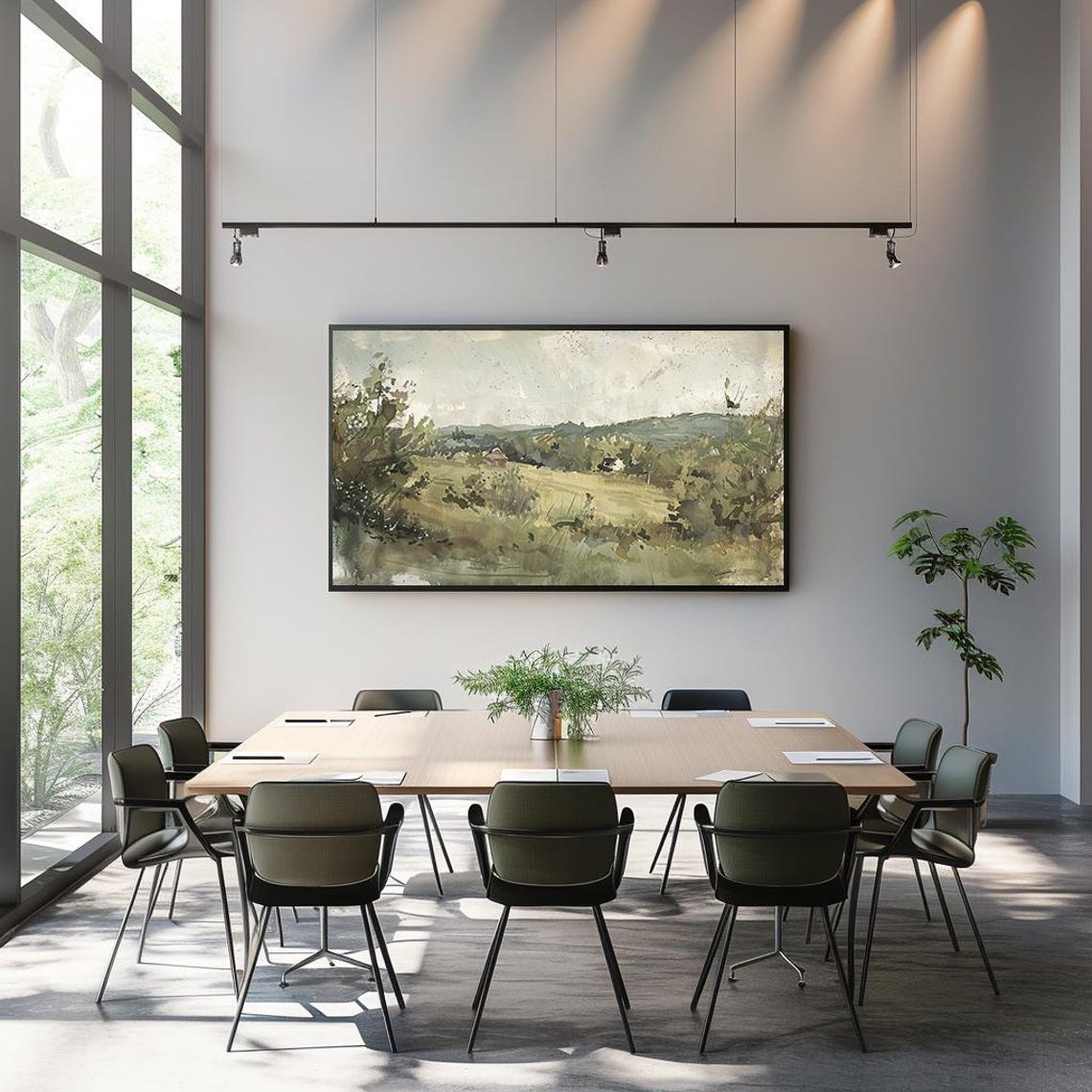 Quiet Green Hillside Meadow with Small Barn Watercolor Poster - Image 3