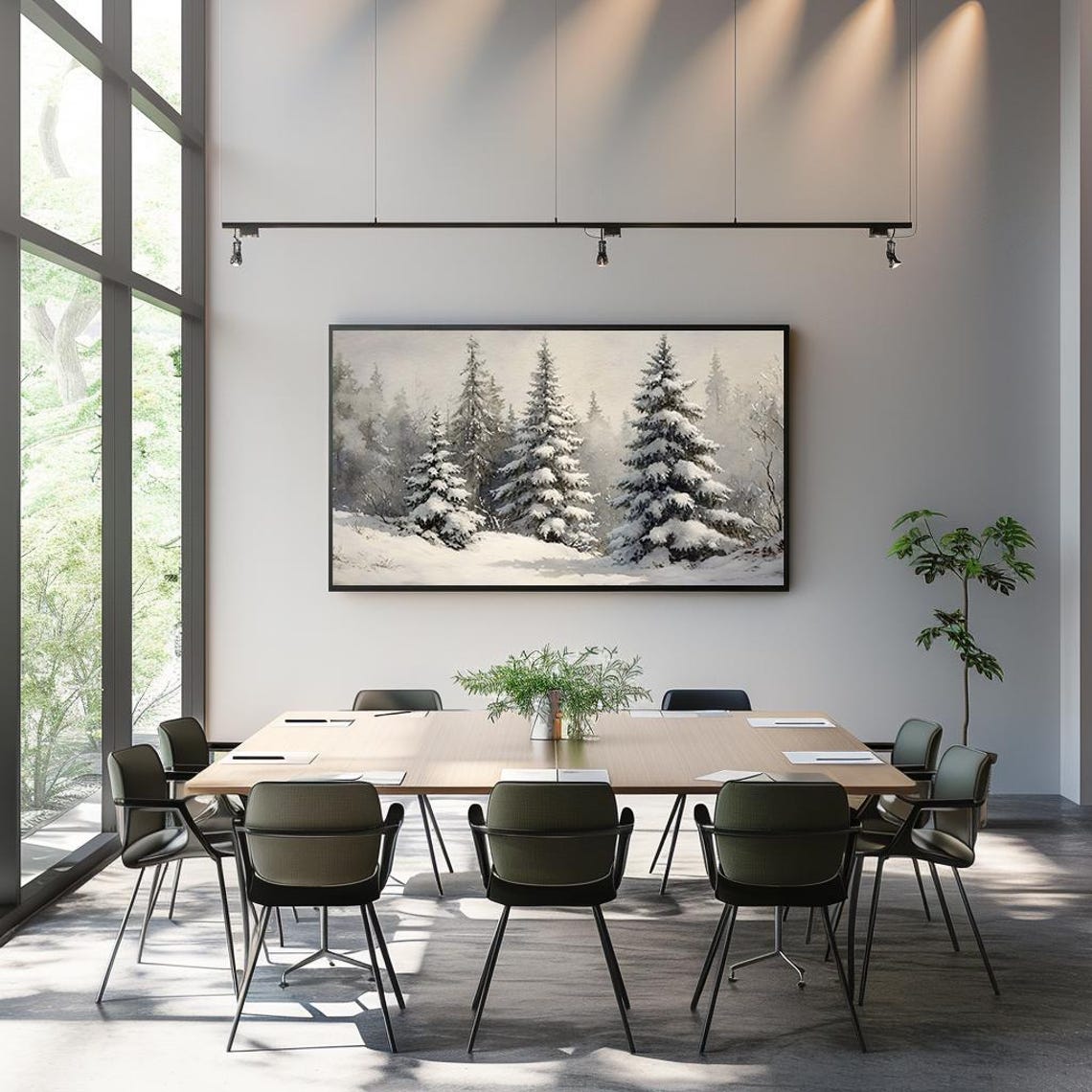 Peaceful Snow Covered Pine Forest Tranquil Winter Art Poster - Image 3