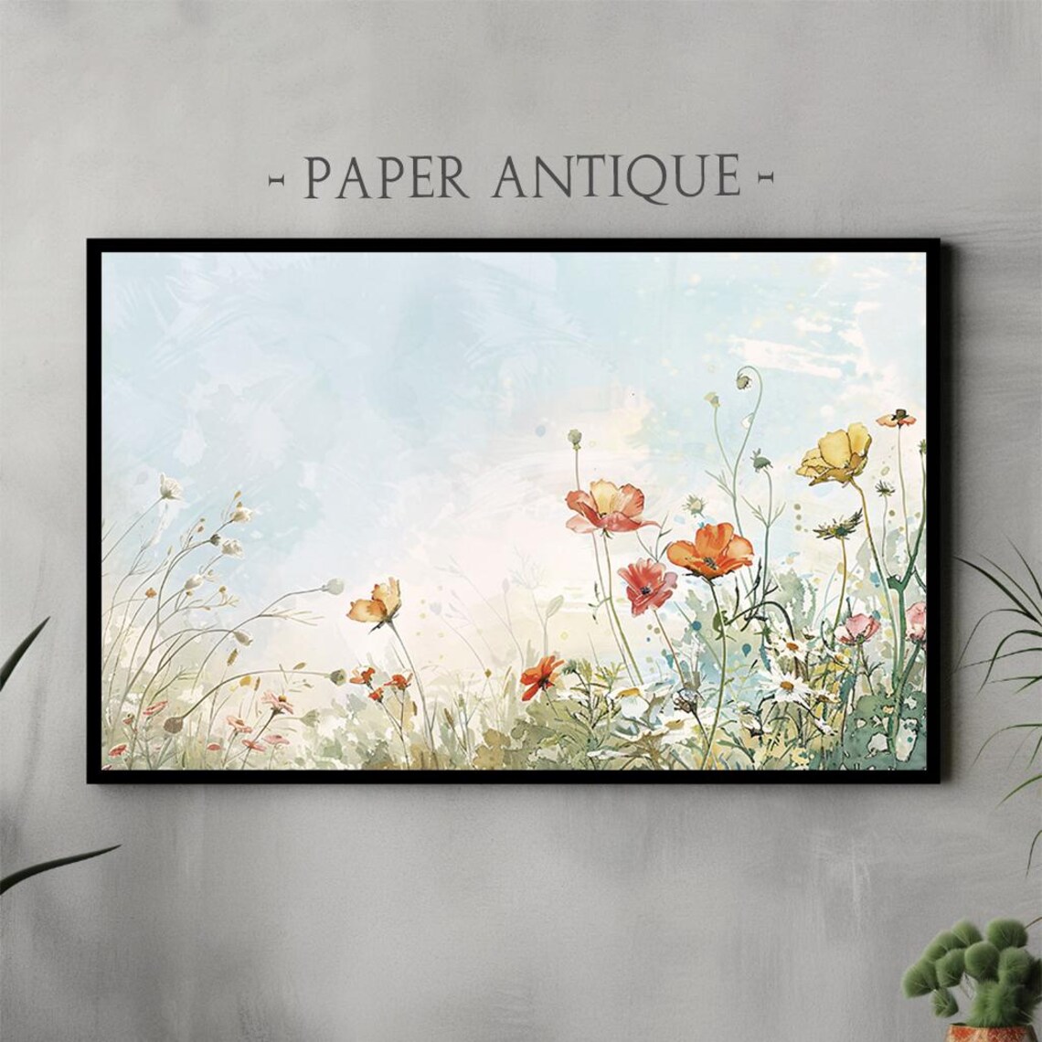 Pastel Wildflower Meadow Watercolor Spring Blooms Art Poster