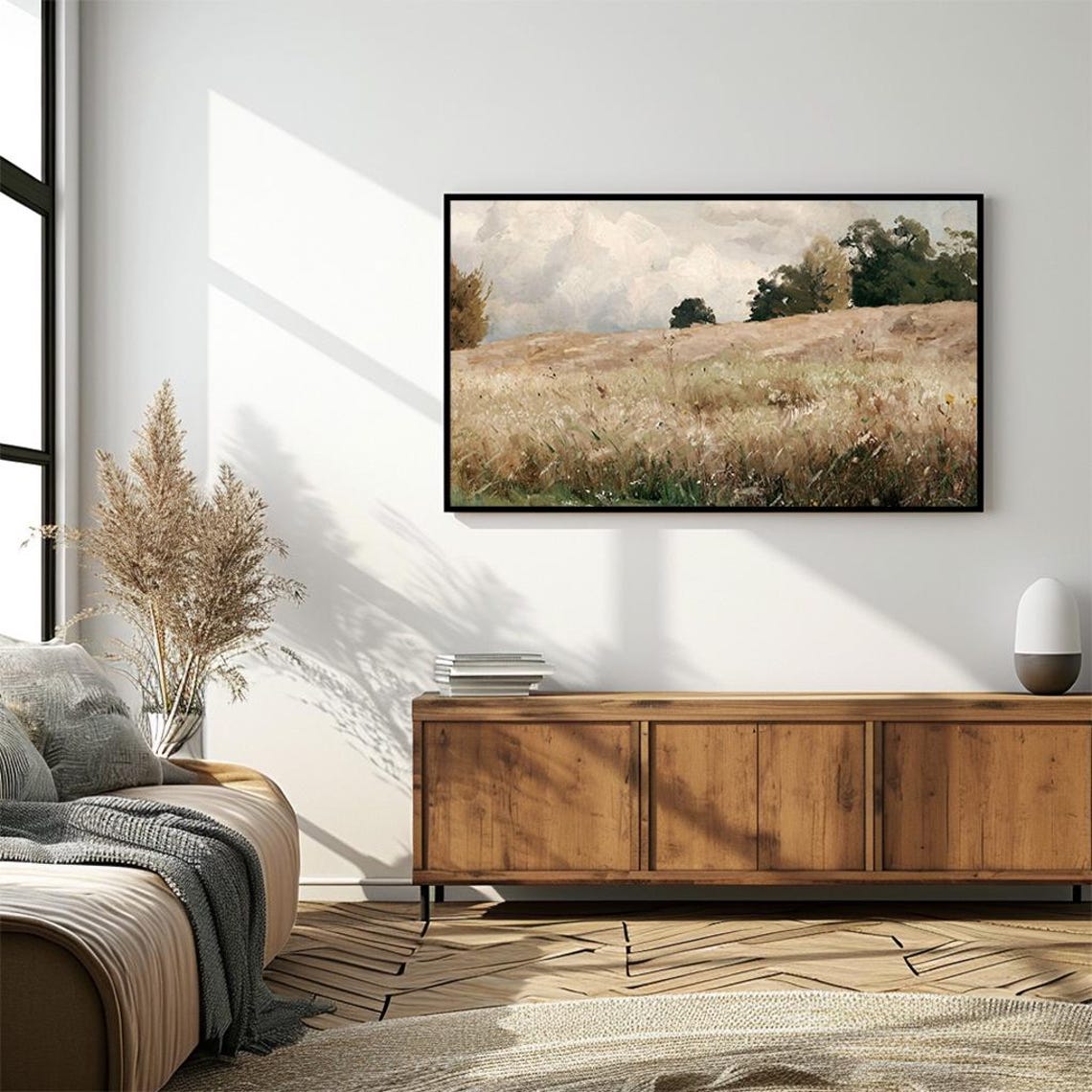 Golden Wheat Field Hillside Vintage Harvest Landscape Art Poster - Image 4