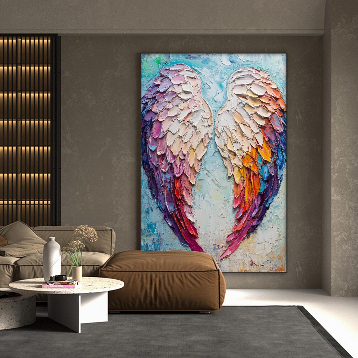 Abstract Angel Wing Oil Painting, Modern Boho Art Print - Image 4