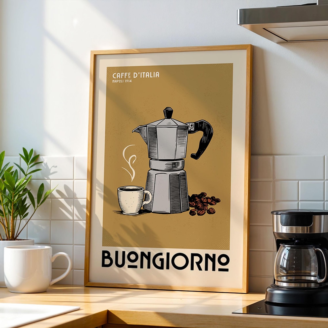 Italian Espresso Coffee Poster Print, Vintage Kitchen Bar
