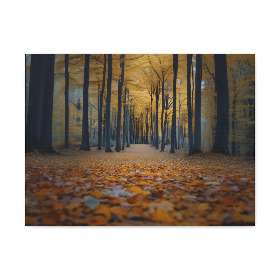Endless Autumn Forest Golden Leaves Tall Trees Fall Pathway Poster - Image 3