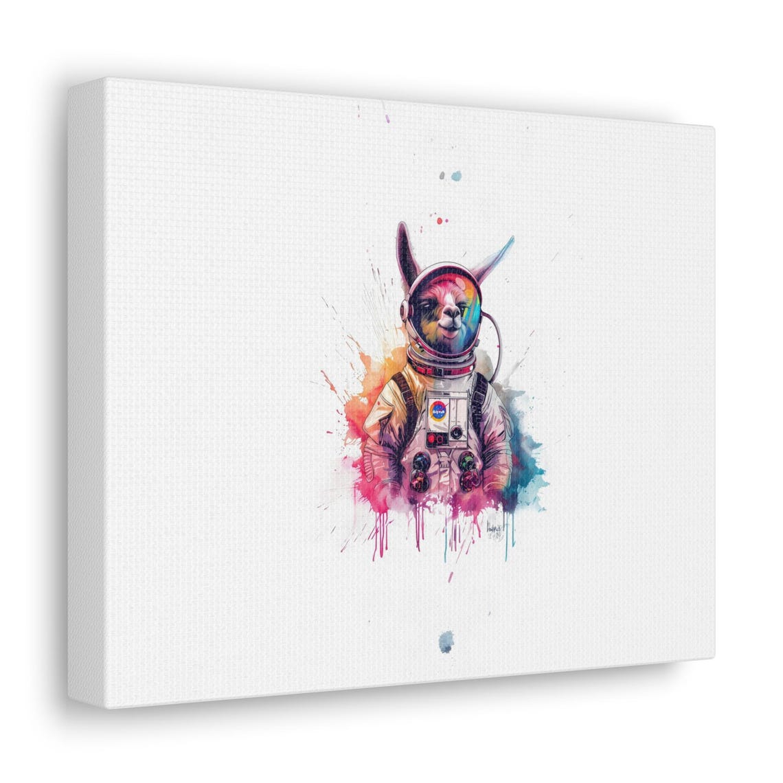 Llama Astronaut Watercolor Paint Splash Galaxy Cosmic Poster - Image 2